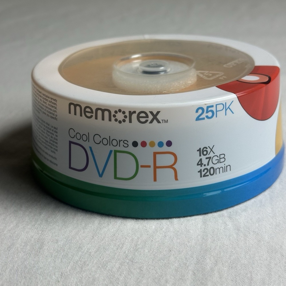 Memorex Cool‎ Color Blank 16X 4.7GB DVD-R 120Min Brand New Sealed 25 Pack